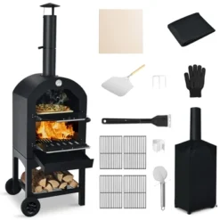 Costway Outdoor Pizza Oven Wood Fire Pizza Maker Grill W/ Pizza Stone & Waterproof Cover -Deals Patio Elegance Store GUEST cc3aa2e7 5c4c 4b7b 810f 6bb8e6f9a947