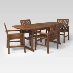 5pc Slatted Extendable Acacia Wood Patio Dining Set - Saracina Home -Deals Patio Elegance Store GUEST cc50b929 1d11 42ba bbdf 3a0193ac6925
