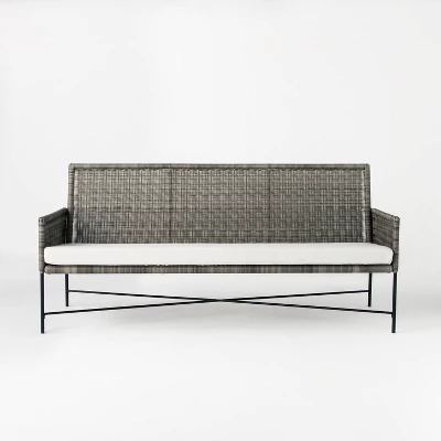 Wicker & Metal X Frame Patio Sofa - Gray - Threshold™ Designed With Studio McGee 3 Wicker & Metal X Frame Patio Sofa - Gray - Threshold™ Designed With Studio McGee - Image 3