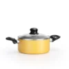 NutriChef Yellow Cooking Pot With Lid, (1.81 Qt) Kitchen Cookware, Black Coating Inside, Heat Resistant Lacquer Outside (Yellow)