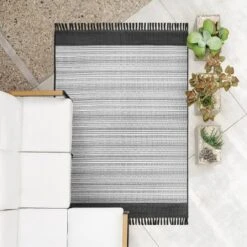 7' X 10' Outdoor Rug Striped Fringe Black - Project 62™ 5 7' X 10' Outdoor Rug Striped Fringe Black - Project 62™ -Deals Patio Elegance Store GUEST cd564f5b 1bfc 4256 a3d9 97e6d89b24db