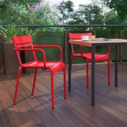 Flash Furniture Nash Commercial Grade Steel Indoor-Outdoor Stackable Chair With 2 Slats And Arms -Deals Patio Elegance Store GUEST cd779dec 9fe2 4bde 8acd 39f5ad842a1d