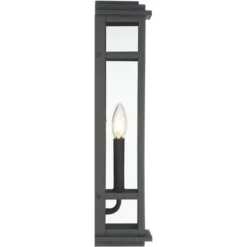 Possini Euro Design Modern Industrial Outdoor Wall Light Fixture Cool Black Windowpane Frame 20" For Post Exterior Barn Deck House -Deals Patio Elegance Store GUEST cd7b83f5 5a37 43f6 b66f 5f807ab206c8