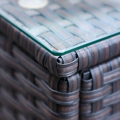 6pc Outdoor Rattan Wicker Sectional Sofa Set - Blue - Captiva Designs 2 6pc Outdoor Rattan Wicker Sectional Sofa Set - Blue - Captiva Designs - Image 2