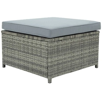 4pc Outdoor Wicker Conversation Sectional Set With Cushions - Gray - GODEER 14 4pc Outdoor Wicker Conversation Sectional Set With Cushions - Gray - GODEER - Image 14