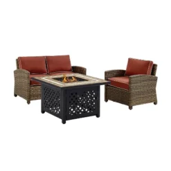 3pc Bradenton Outdoor Steel Fire Pit Set Sangria/Weathered Brown - Crosley -Deals Patio Elegance Store GUEST cfb27087 4d9b 4439 a1b9 d7de017b264d