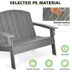 Costway 2PCS Patio Adirondack Chair Loveseat Bench HDPE Weather Resistant Grey 10 Costway 2PCS Patio Adirondack Chair Loveseat Bench HDPE Weather Resistant Grey -Deals Patio Elegance Store GUEST cfde1a1a 29a1 4303 a9cf b1f6e04ae908