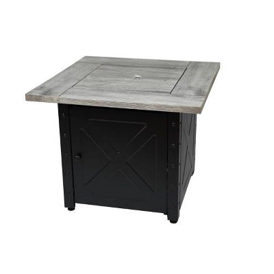 Endless Summer The Mason 30" Square LP Gas Fire Pit With Faux Wood Cement Resin Mantel Black 1 Endless Summer The Mason 30" Square LP Gas Fire Pit With Faux Wood Cement Resin Mantel Black