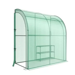 Costway 7'x 3.5'x 7' Lean-to Greenhouse Portable Wall House With Green PE Cover And Shelf -Deals Patio Elegance Store GUEST d0643b89 a356 4921 932a ce47574f74ea