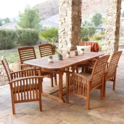 7pc Acacia Wood Patio Dining Set With Cushions - Saracina Home -Deals Patio Elegance Store GUEST d09d1abb 1c4d 4708 955d 206d7388c2d0