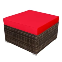 Tangkula 5-Piece Outdoor Rattan Wicker Sofa Set Lounge Chair With Red Cushions -Deals Patio Elegance Store GUEST d0a28e82 21fc 428d a8bb b6e3ab7c9dfa