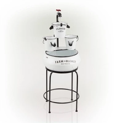 36" Buckets With Faucet Tabletop Fountain White - Alpine Corporation 4 36" Buckets With Faucet Tabletop Fountain White - Alpine Corporation - Image 4