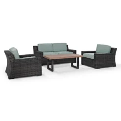 Beaufort 4pc Outdoor Wicker Seating Set - Mist - Crosley -Deals Patio Elegance Store GUEST d1e5ba70 cb5d 4551 8509 2b10fc7791dc