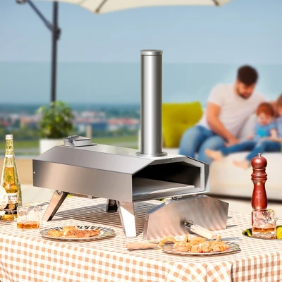 Costway Wood Pellet Pizza Oven Pizza Maker Portable Outdoor Pizza Stone W/ Foldable Leg 1 Costway Wood Pellet Pizza Oven Pizza Maker Portable Outdoor Pizza Stone W/ Foldable Leg