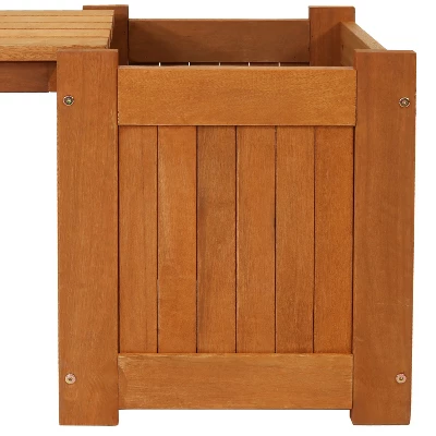 Sunnydaze Decor Sunnydaze Outdoor Meranti Wood With Teak Oil Finish Wooden Garden Planter Box Bench Seat - 68" - Brown 4 Sunnydaze Decor Sunnydaze Outdoor Meranti Wood With Teak Oil Finish Wooden Garden Planter Box Bench Seat - 68" - Brown - Image 4