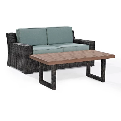 Beaufort 2pc Outdoor Wicker Chat Set - Mist - Crosley 5 Beaufort 2pc Outdoor Wicker Chat Set - Mist - Crosley - Image 5