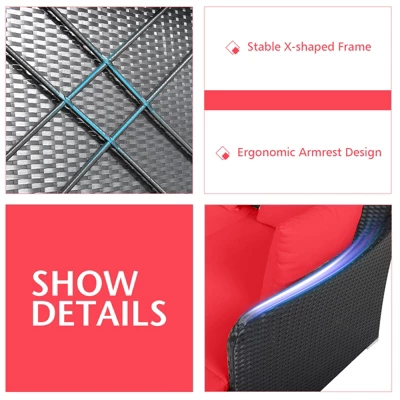 Tangkula Patio Rattan Daybed With 4 Pillows Cushioned Sofa For Outdoor 8 Tangkula Patio Rattan Daybed With 4 Pillows Cushioned Sofa For Outdoor - Image 8