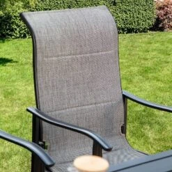 5pc Outdoor Dining Set With Padded Sling Chairs & Round Metal Table - Gray/Black - Captiva Designs -Deals Patio Elegance Store GUEST d354c96a f0d2 4878 87c2 648facc3ecfc