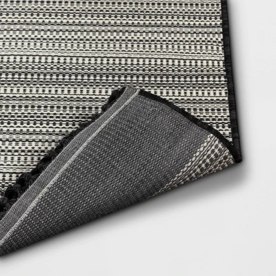 7' X 10' Outdoor Rug Striped Fringe Black - Project 62™ 2 7' X 10' Outdoor Rug Striped Fringe Black - Project 62™ - Image 2