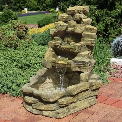 Sunnydaze Decor Sunnydaze 37"H Electric Fiberglass Stone Falls Waterfall Outdoor Water Fountain 1 Sunnydaze Decor Sunnydaze 37"H Electric Fiberglass Stone Falls Waterfall Outdoor Water Fountain