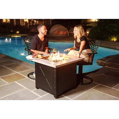 Endless Summer The Mason 30" Square LP Gas Fire Pit With Faux Wood Cement Resin Mantel Black 5 Endless Summer The Mason 30" Square LP Gas Fire Pit With Faux Wood Cement Resin Mantel Black - Image 5