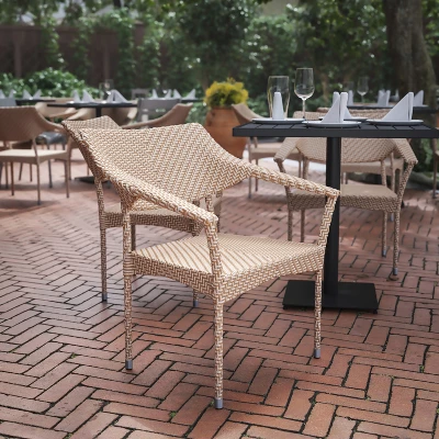 Flash Furniture Jace Commercial Grade Stacking Patio Chair, All Weather PE Rattan Wicker Patio Dining Chair 1 Flash Furniture Jace Commercial Grade Stacking Patio Chair, All Weather PE Rattan Wicker Patio Dining Chair
