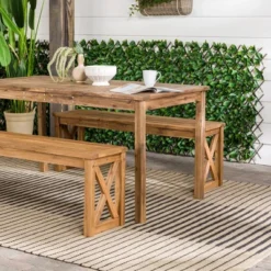 3pc Acacia Wood X Design Outdoor Patio Dining Set - Brown - Saracina Home -Deals Patio Elegance Store GUEST d443785c 83db 4334 bf12 a97492ae3d88