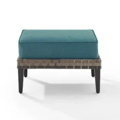 Prescott Outdoor Wicker Ottoman - Blue/Brown - Crosley -Deals Patio Elegance Store GUEST d4538497 e4f1 4a88 aa7f 9224f9c20a17