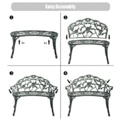 Costway Patio Garden Bench Chair Style Porch Cast Aluminum Outdoor Rose Antique Green 15 Costway Patio Garden Bench Chair Style Porch Cast Aluminum Outdoor Rose Antique Green -Deals Patio Elegance Store GUEST d494d853 8162 4d23 9ff5 81cf95ddf2a8