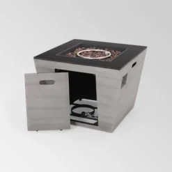 Langton Square 30" Light Weight Concrete Gas Fire Pit - Dark Gray -Deals Patio Elegance Store GUEST d4be7764 b4dc 4820 86dc e318b5a9996c