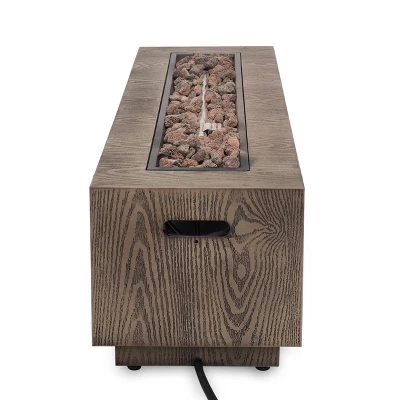 Wellington Outdoor 50000 BTU Rectangular Fire Pit Wood Pattern Brown - Christopher Knight Home 4 Wellington Outdoor 50000 BTU Rectangular Fire Pit Wood Pattern Brown - Christopher Knight Home - Image 4