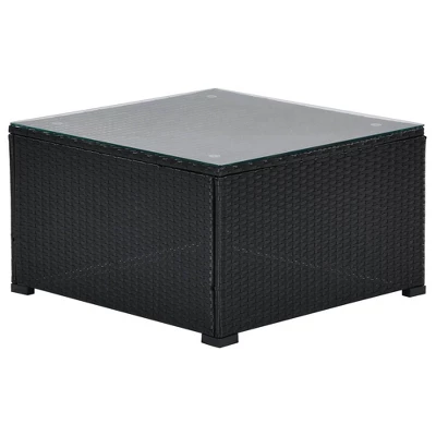 5pc Wicker Patio Sectional Seating Set With Cushions - Black/Blue - GODEER 18 5pc Wicker Patio Sectional Seating Set With Cushions - Black/Blue - GODEER - Image 18