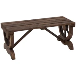 Outsunny 2-Person Garden Bench Outdoor Wagon Wheel Porch Bench For Backyard, Patio, Garden -Deals Patio Elegance Store GUEST d606b2a9 f3b5 4d1b bcdb c9486a7968f0