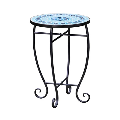 Mosaic Patio Side Table With Iron Legs - Teamson Home 4 Mosaic Patio Side Table With Iron Legs - Teamson Home - Image 4
