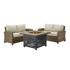 Crosley 3pc Bradenton Steel Outdoor Patio Fire Pit Furniture Set With Two Loveseats Tan/Brown -Deals Patio Elegance Store GUEST d69f95d5 d359 4f29 b3f5 7aa6b0a17c39