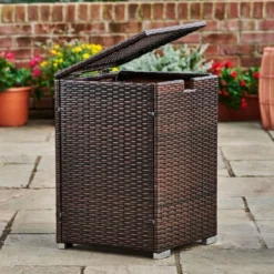 Teamson Home Gas Tank Wicker Cover Table For 20 Lb Propane Tanks, Brown