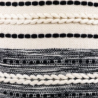 Northlight 18" Striped Cream And Black Outdoor Woven Pouf Ottoman 4 Northlight 18" Striped Cream And Black Outdoor Woven Pouf Ottoman - Image 4