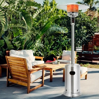 Costway 48000 BTU Stainless Steel Propane Patio Standing LP Gas Heater W/ Wheels 9 Costway 48000 BTU Stainless Steel Propane Patio Standing LP Gas Heater W/ Wheels - Image 9