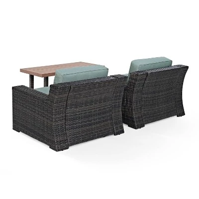 Beaufort 3pc Outdoor Wicker Seating Set With Coffee Table - Mist - Crosley 7 Beaufort 3pc Outdoor Wicker Seating Set With Coffee Table - Mist - Crosley - Image 7