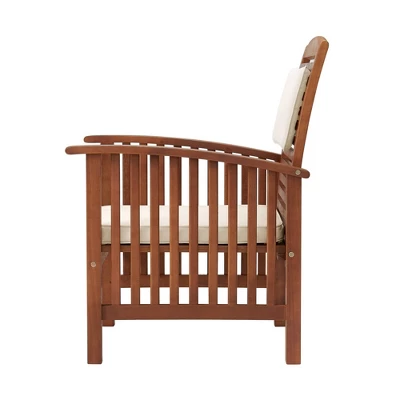 Lyndon 2pk Eucalyptus Wood Patio Chairs With Cushions - Light Brown - Alaterre Furniture 2 Lyndon 2pk Eucalyptus Wood Patio Chairs With Cushions - Light Brown - Alaterre Furniture - Image 2