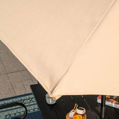 8pc Outdoor Dining Set With Metal Slat Top Table & Wrought Iron Chairs - Black/Beige - Captiva Designs 7 8pc Outdoor Dining Set With Metal Slat Top Table & Wrought Iron Chairs - Black/Beige - Captiva Designs - Image 7