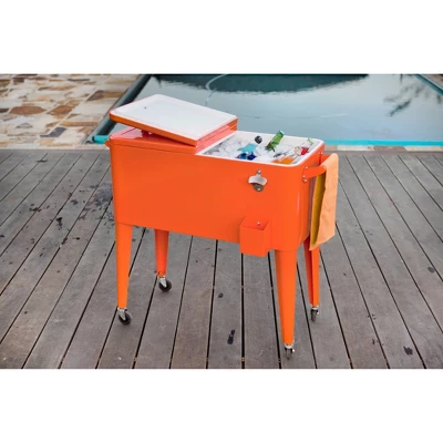 80qt Portable Rolling Patio Cooler - Permasteel 2 80qt Portable Rolling Patio Cooler - Permasteel - Image 2
