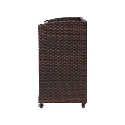 Teamson Home 39.5" Veronica Rolling Outdoor PE Rattan Bar Cart With Storage, Brown 6 Teamson Home 39.5" Veronica Rolling Outdoor PE Rattan Bar Cart With Storage, Brown - Image 6