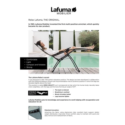 Lafuma Futura Air Comfort Zero Gravity Indoor Outdoor Recliner Chair 2 Lafuma Futura Air Comfort Zero Gravity Indoor Outdoor Recliner Chair - Image 2