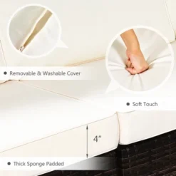 Tangkula 7PCS Patio Rattan Furniture Set 42" Fire Pit Table W/ Cover Cushioned -Deals Patio Elegance Store GUEST da966b59 2fb2 453e 814d a7a11b54cfb0