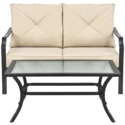 Costway 2 PCS Patio Loveseat With Coffee Table Outdoor Sofa Bench With Cushions -Deals Patio Elegance Store GUEST dc205c1f eb61 4020 a26c 5f47e898cde3