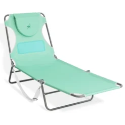Ostrich Lightweight Portable Chaise Folding Sunbathing Poolside Beach Chair With Outdoor Adjustable Recliner Lounge Pool Chair, Teal