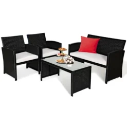 Costway 4PCS Patio Rattan Furniture Set Table &Sofa W/Cushion Garden Black 14 Costway 4PCS Patio Rattan Furniture Set Table &Sofa W/Cushion Garden Black -Deals Patio Elegance Store GUEST dee8f67b 0799 4c2e bea9 9f51607f53d2