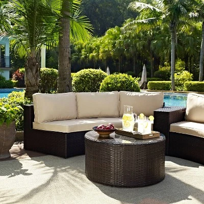 Catalina 2pc Outdoor Wicker Sectional Set - Sand - Crosley 1 Catalina 2pc Outdoor Wicker Sectional Set - Sand - Crosley