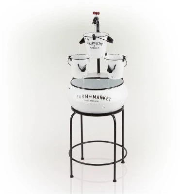 36" Buckets With Faucet Tabletop Fountain White - Alpine Corporation 3 36" Buckets With Faucet Tabletop Fountain White - Alpine Corporation - Image 3